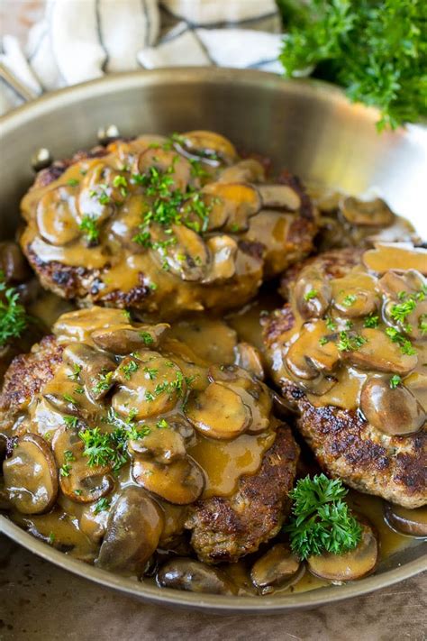 Burger Steak with Mushroom Gravy .